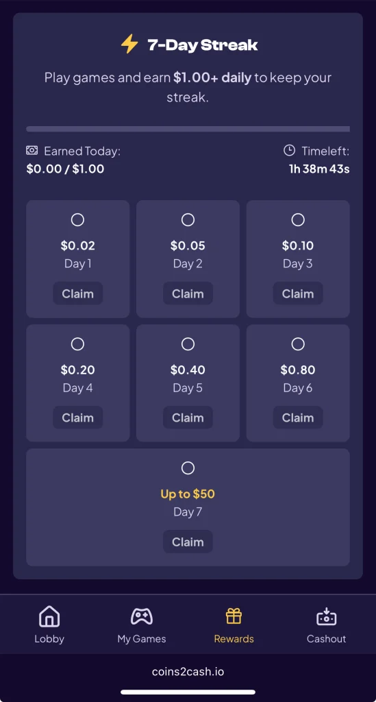 How to Get a Free Google Play Gift Card with Coins2Cash 6 7 day streak